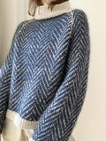 Herringbone Knit Turtleneck Sweater
