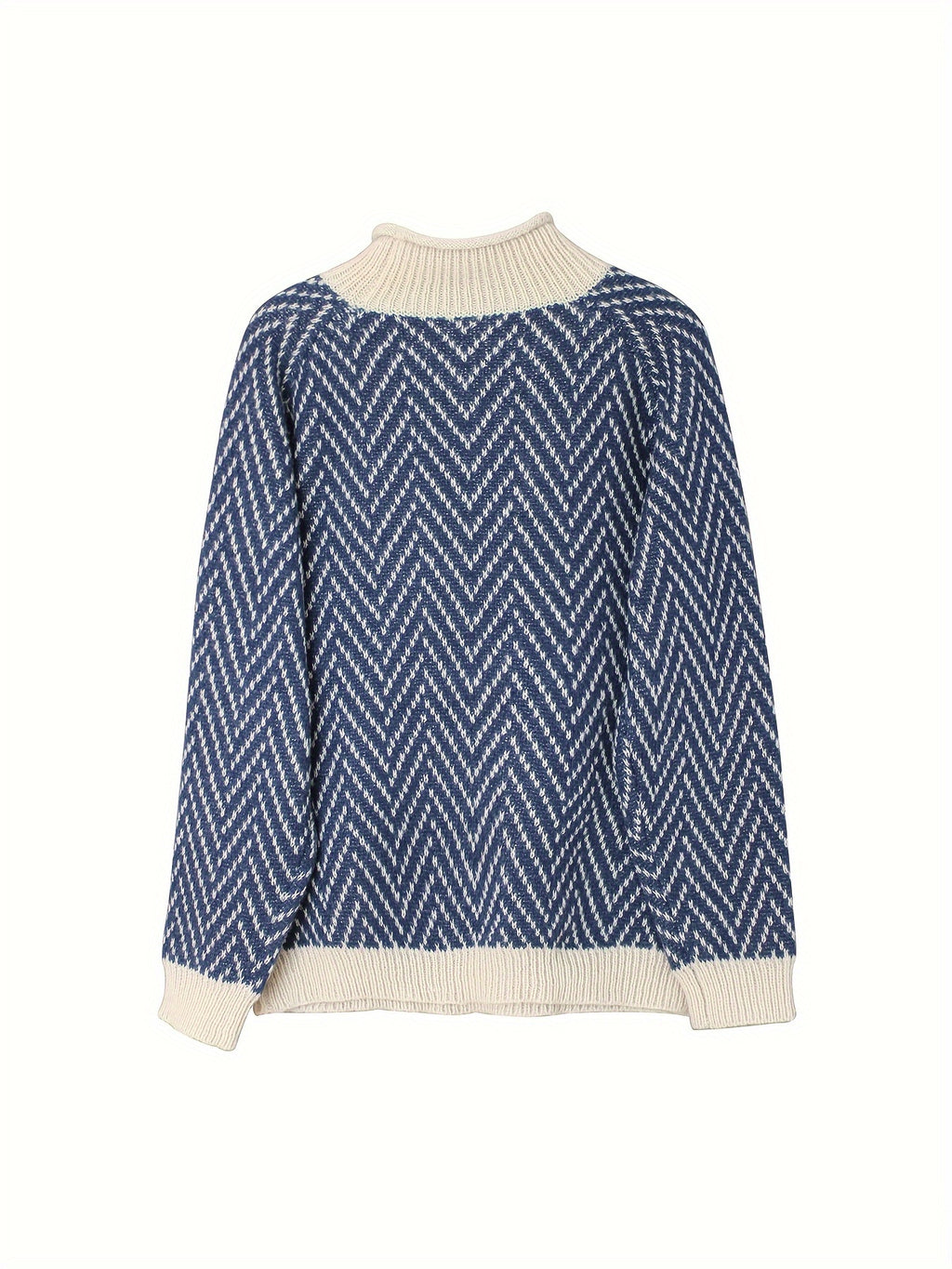 Herringbone Knit Turtleneck Sweater