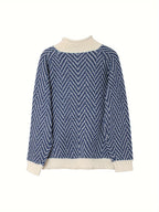 Herringbone Knit Turtleneck Sweater