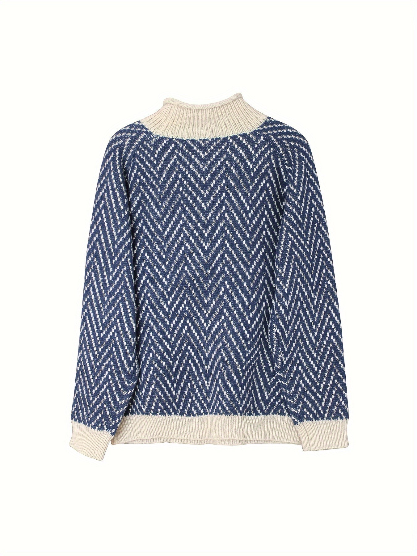 Herringbone Knit Turtleneck Sweater