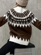 Fair Isle Knit Turtleneck Sweater