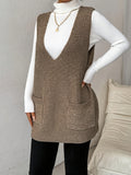 Oversized Deep V-Neck Knit Vest