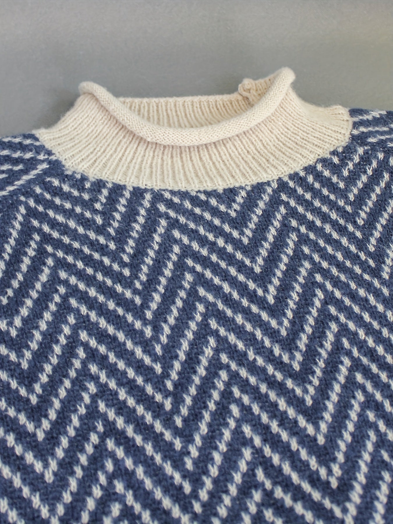 Herringbone Knit Turtleneck Sweater