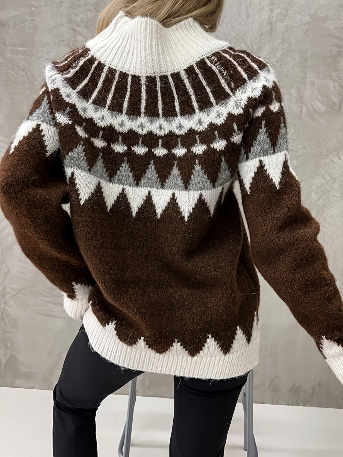 Fair Isle Knit Turtleneck Sweater