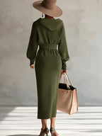 Hooded Zip-Front Midi Dress