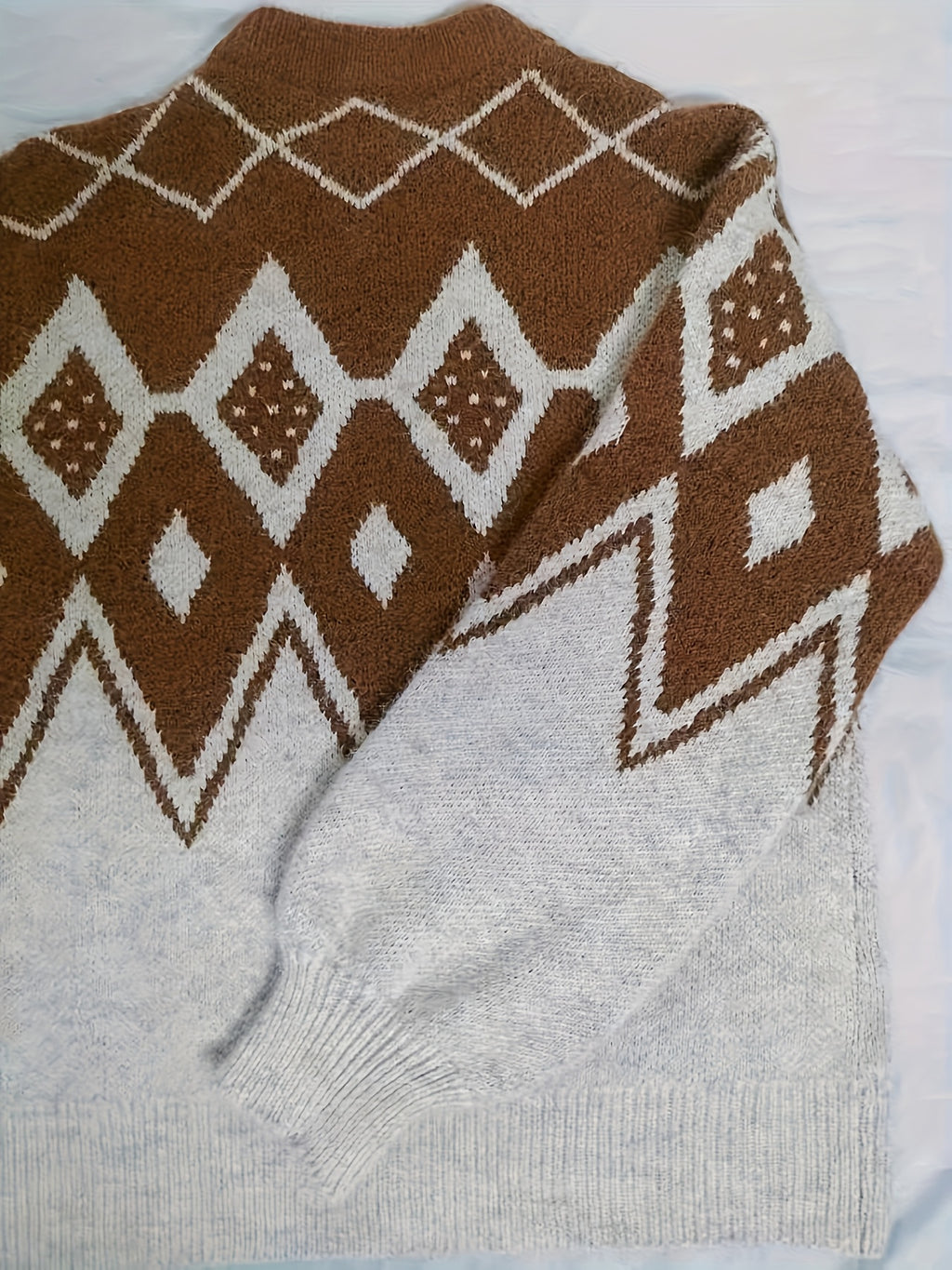 Gradient Fair Isle Fuzzy Knit Sweater