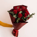 8 Red Roses with greenery