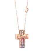 belle Époque  Pink gold and rainbow sapphires necklace   Top  Lab grown diamonds