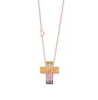 belle Époque  Pink gold and rainbow sapphires necklace   Top  Lab grown diamonds
