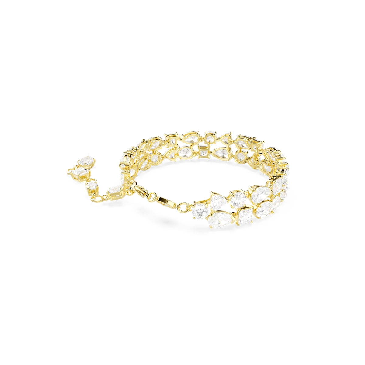 Swarovski Gold Mesmara White Mixed Cuts Double Bracelet