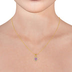 Arletta Heart Halo Pendant Pink Sapphire and Diamond 0.90ct in 18K Yellow Gold
