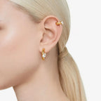 NEW Swarovski Dextera Hoop Earrings w/Ear Cuff Set Gold-Tone Plated 3pce