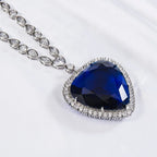 Titanic Heart of The Ocean Necklace & Earring Set with Blue & Green Crystals 18”